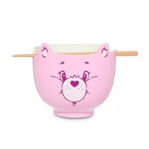 Care Bears Pink Noodle Bowl with Chopsticks- New